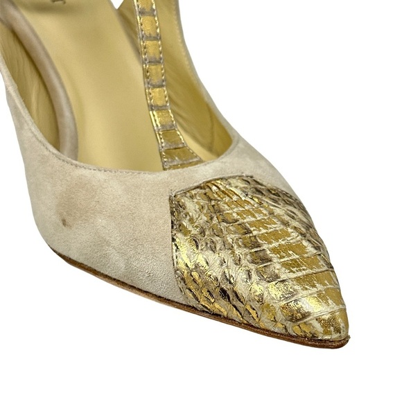 NWOT Sarah Flint Designer Pointy Toe Suede T-Strap Pumps Size 40.5 - Picture 5 of 10